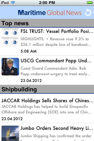 Maritime Global News App Home